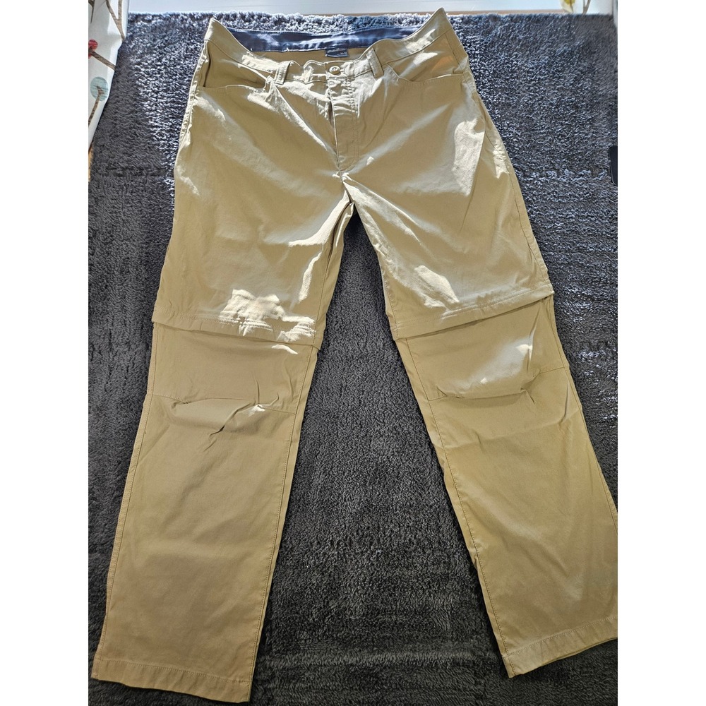 Eddie Bauer Convertible Pants Mens 36x30 Tan Khaki Hiking Outdoor Zip Off Cargo